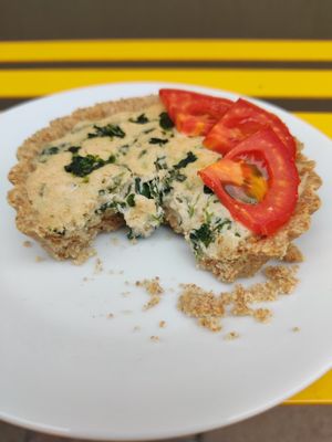 Пиріг з мигдалевим сиром і шпинатом - мій улюблений осінній обід. at Steppe Healthy and Vegan Bakery, in Lviv