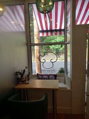 Front window seating nook at Secret Vegan Cafe in Kingston