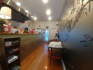 Very well decorated and cozy atmosphere. at Secret Vegan Cafe in Kingston