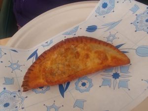 A little too crispy on the outside, but the gooey cheese inside more than makes up for it. at Secret Vegan Cafe in Kingston