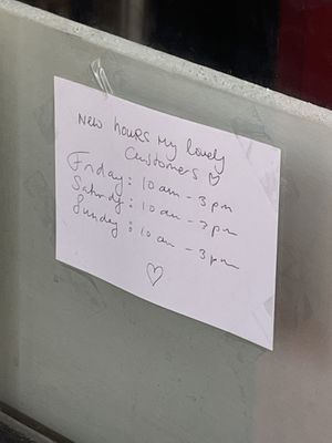 New hours as of March 3, 2023  at Secret Vegan Cafe in Kingston