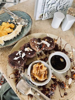 Vegan pancakes   at The Breakfast Cafe in Dahab