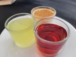 shots on the house at MariBel Arrocería in Valencia