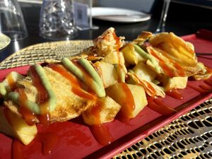 Patatas Bravas estilo de la Chef
"Bravas" Potatoes by the Chef (vegan option too) #Veganuary at MariBel Arrocería in Valencia