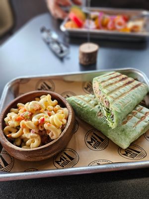Vegan wrap with macaroni salad VEGAN!! at Mi Vida in Tybee Island