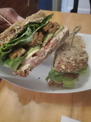 B.L.A.T Smoked Maple Tempeh Bacon, lettuce, Avocado, Tomato, Vegan Chipotle Aioli #Veganuary at Lightbox Cafe in Philadelphia