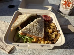 Sweet potato & black bean burger on sourdough   at Good Life Organic Kitchen in Exton