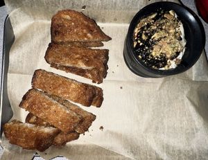 “The goat” it was super creamy and the balance of berries and cream was perfect, I almost ordered another one. 10/10 went well with the extra crispy bread  at Green Kitchen in Cleveland