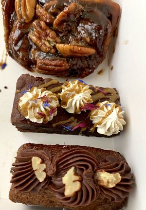 Banana Cake, Chocolate Brownie, Sticky Bun  at MOON in Zurich