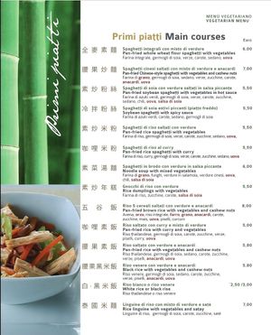 Menu at Shanghai Naturalmente in Padua