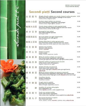 Menu at Shanghai Naturalmente in Padua