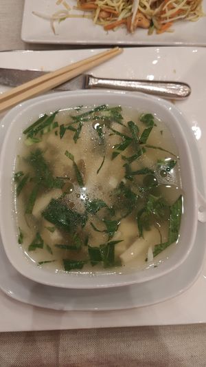 Zuppa di toufu, verdure cinesi e fermentate at Shanghai Naturalmente in Padua