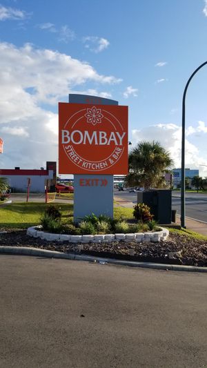 Big sign on OBT at Bombay Street Kitchen in Orlando