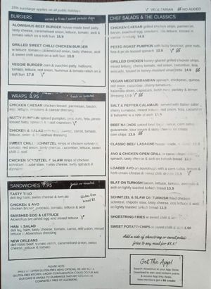 Menu page 1 at Alowishus Delicious in Bundaberg