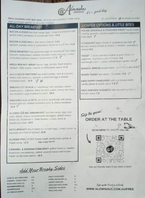 Menu page 2 at Alowishus Delicious in Bundaberg