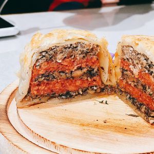 Smoked Wellington, stuffed with truffle mushrooms and OmniPork luncheon!  at Green Common Nexxus in Hong Kong Island