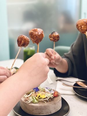 Omni pork balls for sharing! #Veganuary at Green Common Nexxus in Hong Kong Island