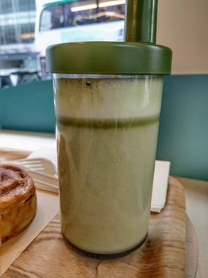 Organic matcha latte at Green Common Nexxus in Hong Kong Island