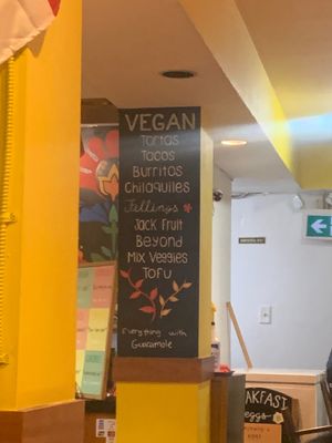 Vegan options  at Holy Guacamole in Vancouver