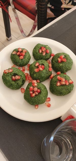 Vegan walnut and spinach Georgian dish at Corner Restaurant in Paphos