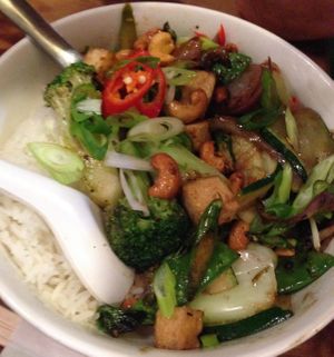 Stir fry with rice and cashews. at Taco Joes in Byron Bay