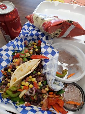 Veggie Lover Tacos (made vegan without cheese or crema) at Lago Bistro in Lago Vista