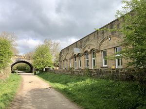 The Station café from the Monsal trail point of view  at Hassop Station Cafe in Bakewell