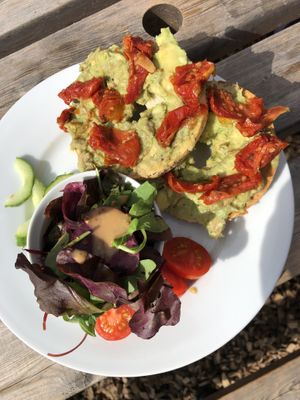 Bagel avocado  at Hassop Station Cafe in Bakewell