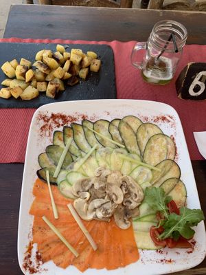 Vegetable carpaccio (with a bit too much lemon juice)  at Ristorante 377 in Gran Canaria