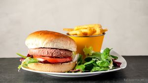 Vegan Burger with Moving Mountains Patty at Balzunetta Restaurant in Floriana