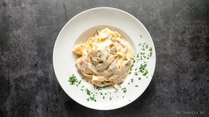 Pappardelle Porcini Mushrooms at Balzunetta Restaurant in Floriana