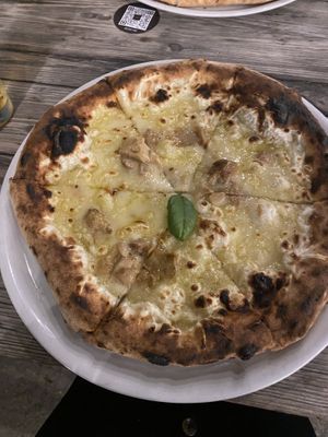 Mushroom and truffle pizza with vegan mozzarella   at Balzunetta Restaurant in Floriana