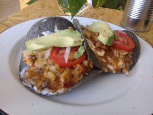 Tostadas de ceviche de setas at Vale Vegan in San Andres Cholula