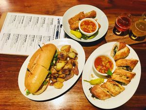 Vegan mozz sticks, vegan chik’n banh mi, and vegan Stromboli, and lactose free beers!  at Swiftwater Brewing Co in Rochester