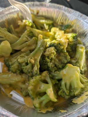 Broccoli and cheese at Vegan Daddy Meats in Salt Lake City