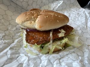 Buffalo chicken sandwichh  at Vegan Daddy Meats in Salt Lake City