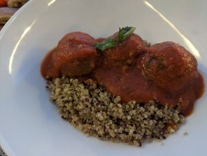 Vegan meatballs at Made in Health in Cairo