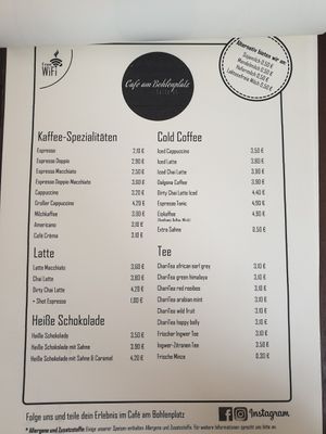 Karte at Café am Bohlenplatz in Erlangen