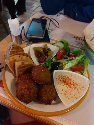 Falafel plate at EATERY in Athens