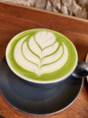 Matcha latte with oat milk at The Milkman in Edinburgh