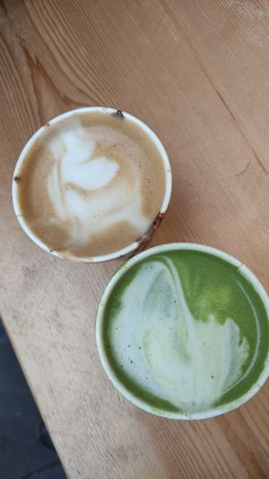 Coffee and matcha lattes at The Milkman in Edinburgh