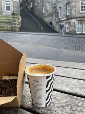 Oat coffee with coffee and walnut loaf  at The Milkman in Edinburgh