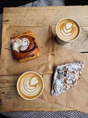 Almond croissant & cinnamon bun at The Milkman in Edinburgh