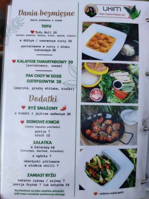 Vegan & Vegetarian menu at UKIM in Warsaw