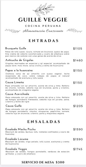 Menu 1  at Guille Veggie in Buenos Aires