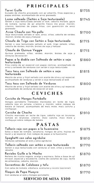 Menu 2  at Guille Veggie in Buenos Aires