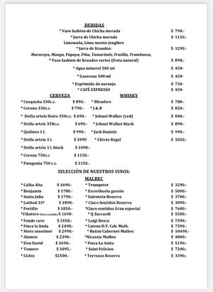 Carta de Bebidas 2  at Guille Veggie in Buenos Aires