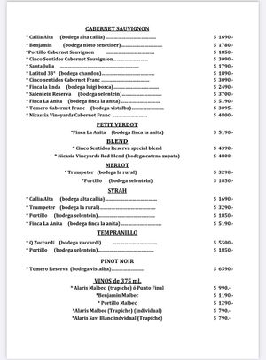 Carta de Bebidas 3  at Guille Veggie in Buenos Aires