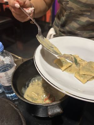 Ravioli with vegan ricotta and spinach  at Guille Veggie in Buenos Aires