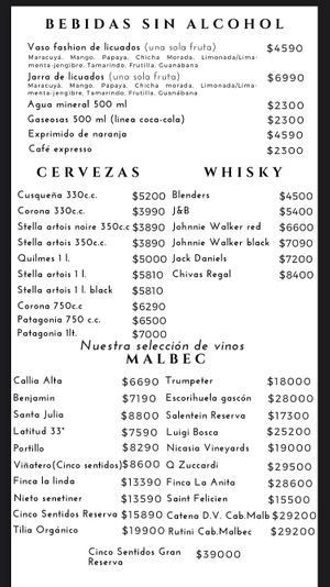 Drink menu, pg 2  at Guille Veggie in Buenos Aires